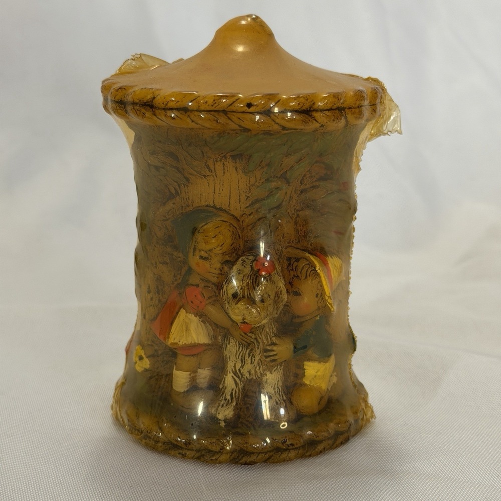 Alpine Originals Vintage Hand Painted Candle 1978 Cottagecore Folk‎ Art Decor